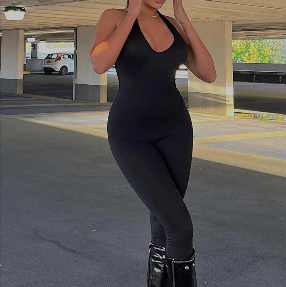 New Black Halter Jumpsuit ~ Fashion Nova